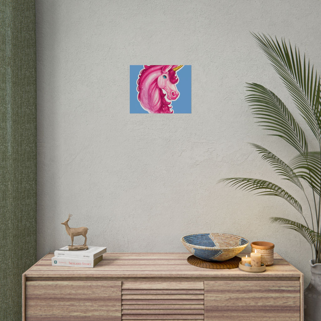 Pink Unicorn Head Rolled Poster — Cute Fantasy Wall Art for Kids' Rooms & Gifts