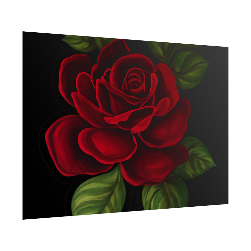 Red Rose Art Poster — Romantic Floral Wall Print (Rolled Poster)