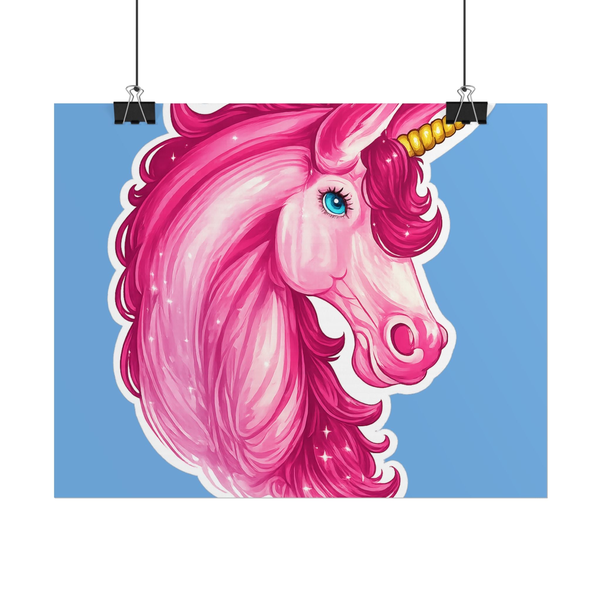 Pink Unicorn Head Rolled Poster — Cute Fantasy Wall Art for Kids' Rooms & Gifts