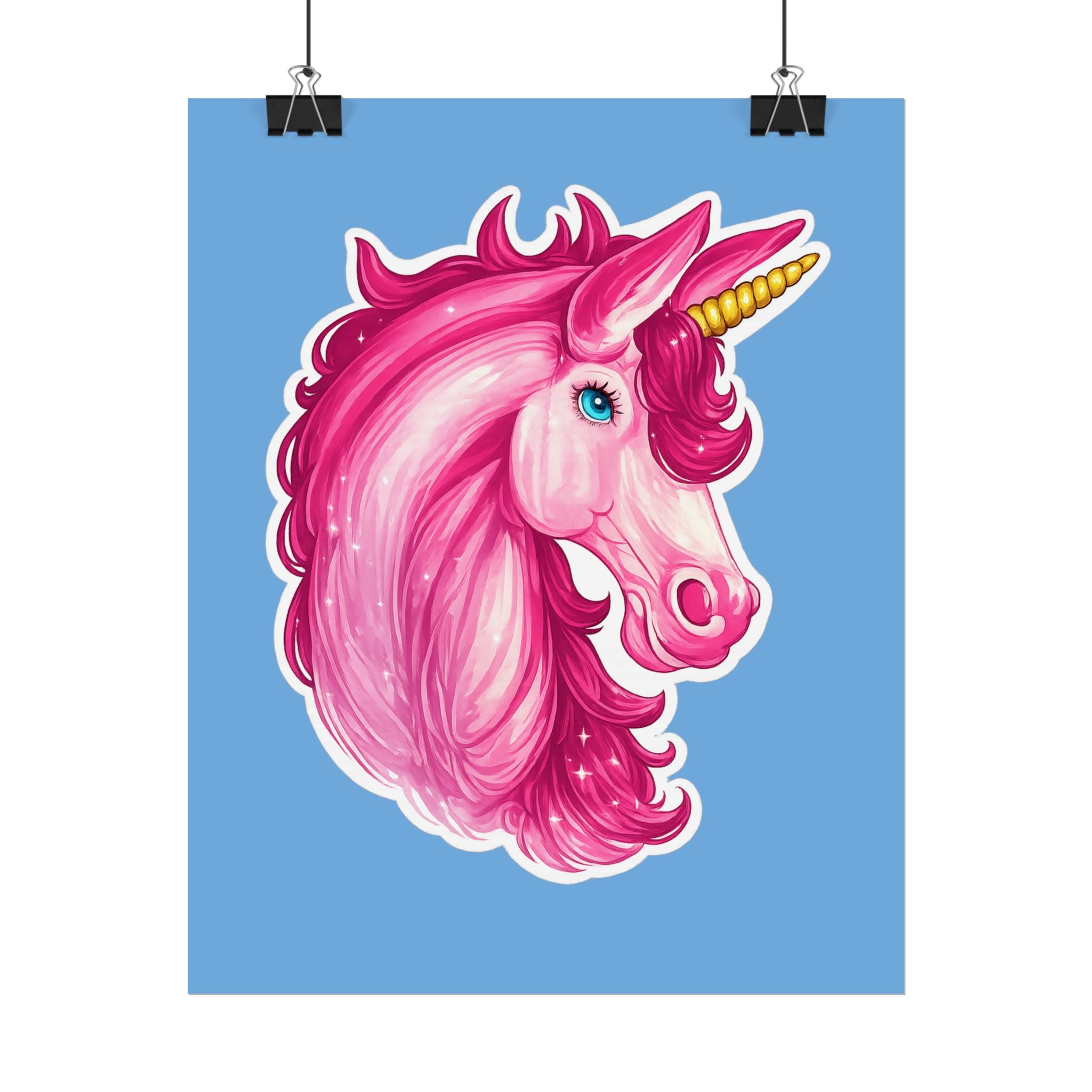 Pink Unicorn Head Rolled Poster — Cute Fantasy Wall Art for Kids' Rooms & Gifts