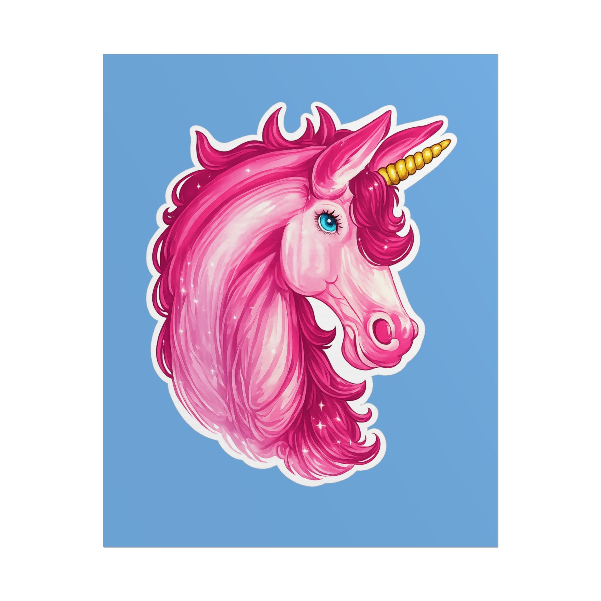 Pink Unicorn Head Rolled Poster — Cute Fantasy Wall Art for Kids' Rooms & Gifts