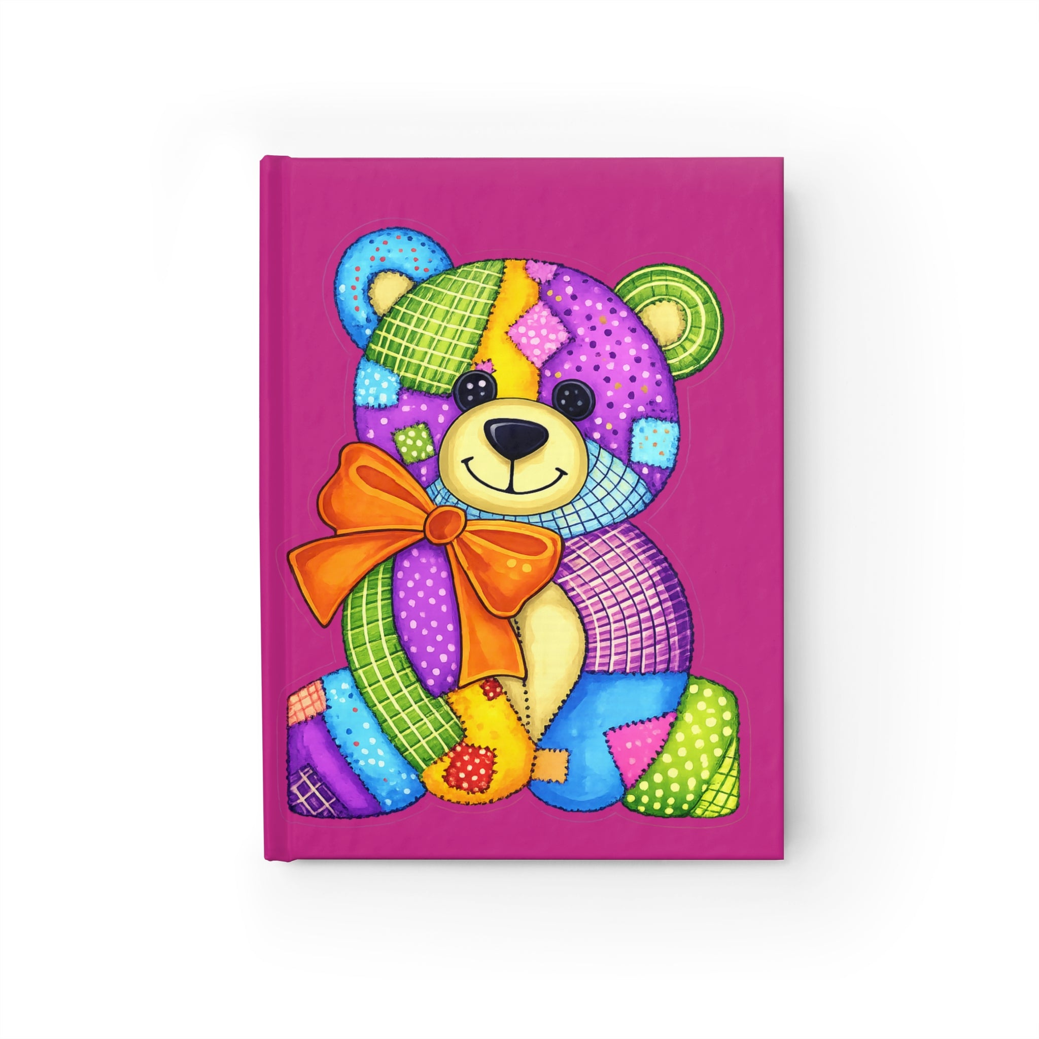 Patchwork Teddy Bear Hardcover Journal — Colorful Kids Notebook for Notes & Gifts