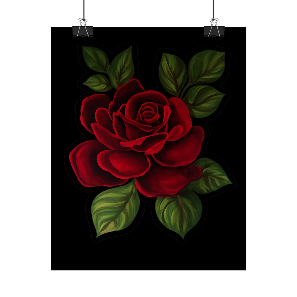 Red Rose Art Poster — Romantic Floral Wall Print (Rolled Poster)