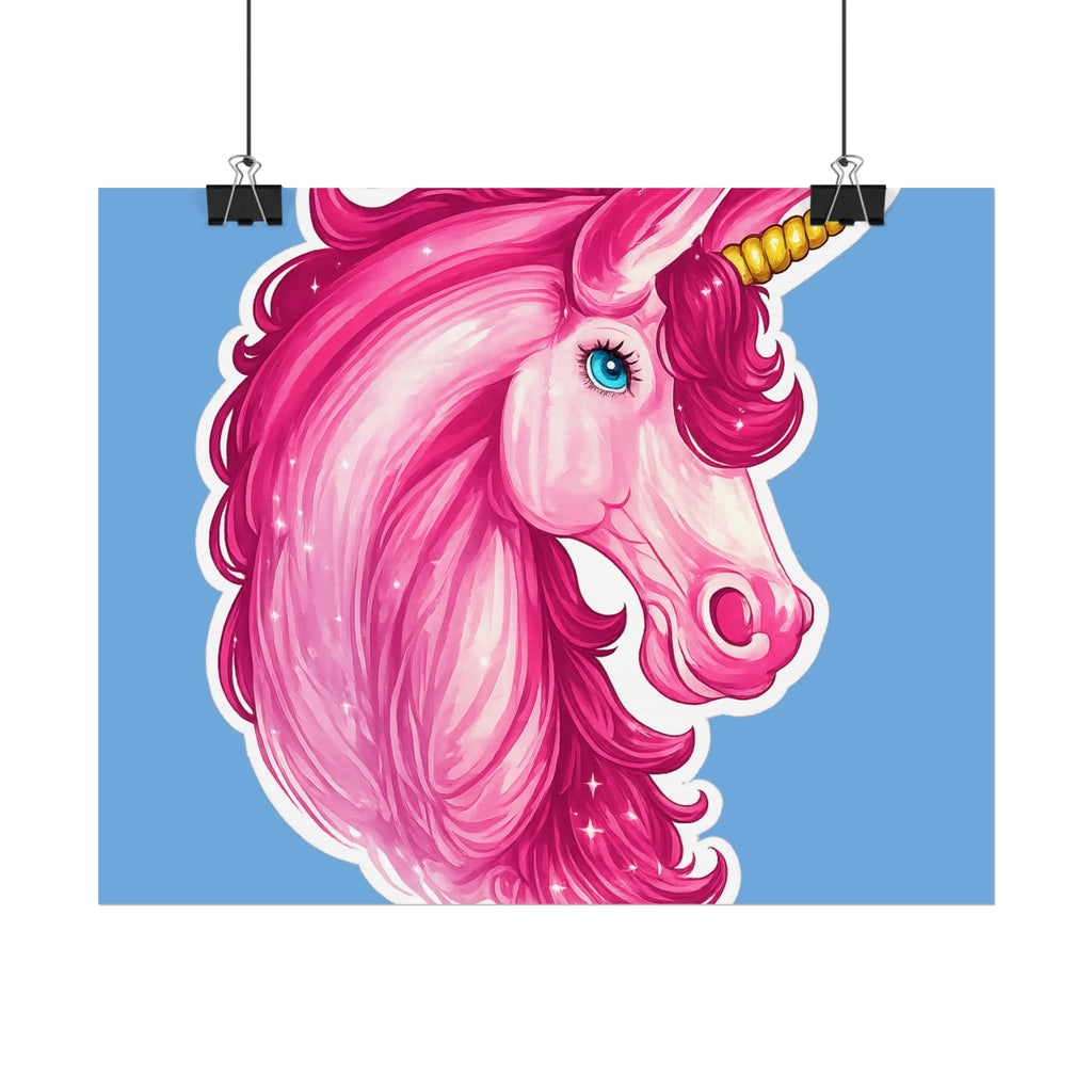 Pink Unicorn Head Rolled Poster — Cute Fantasy Wall Art for Kids' Rooms & Gifts