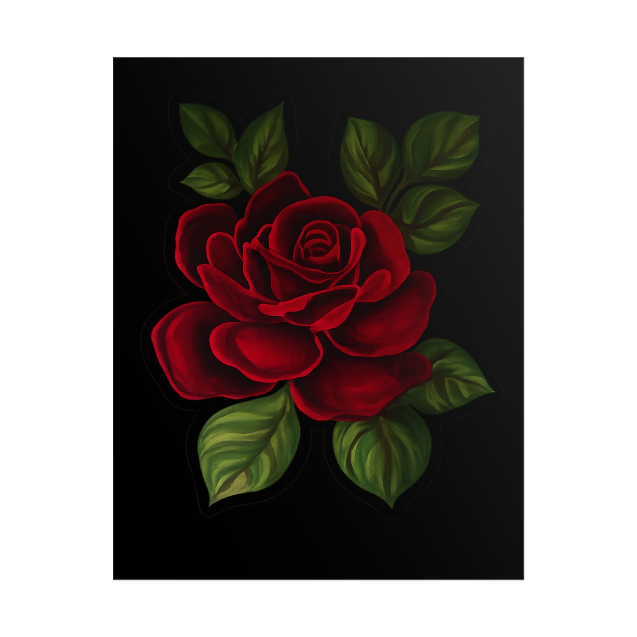 Red Rose Art Poster — Romantic Floral Wall Print (Rolled Poster)