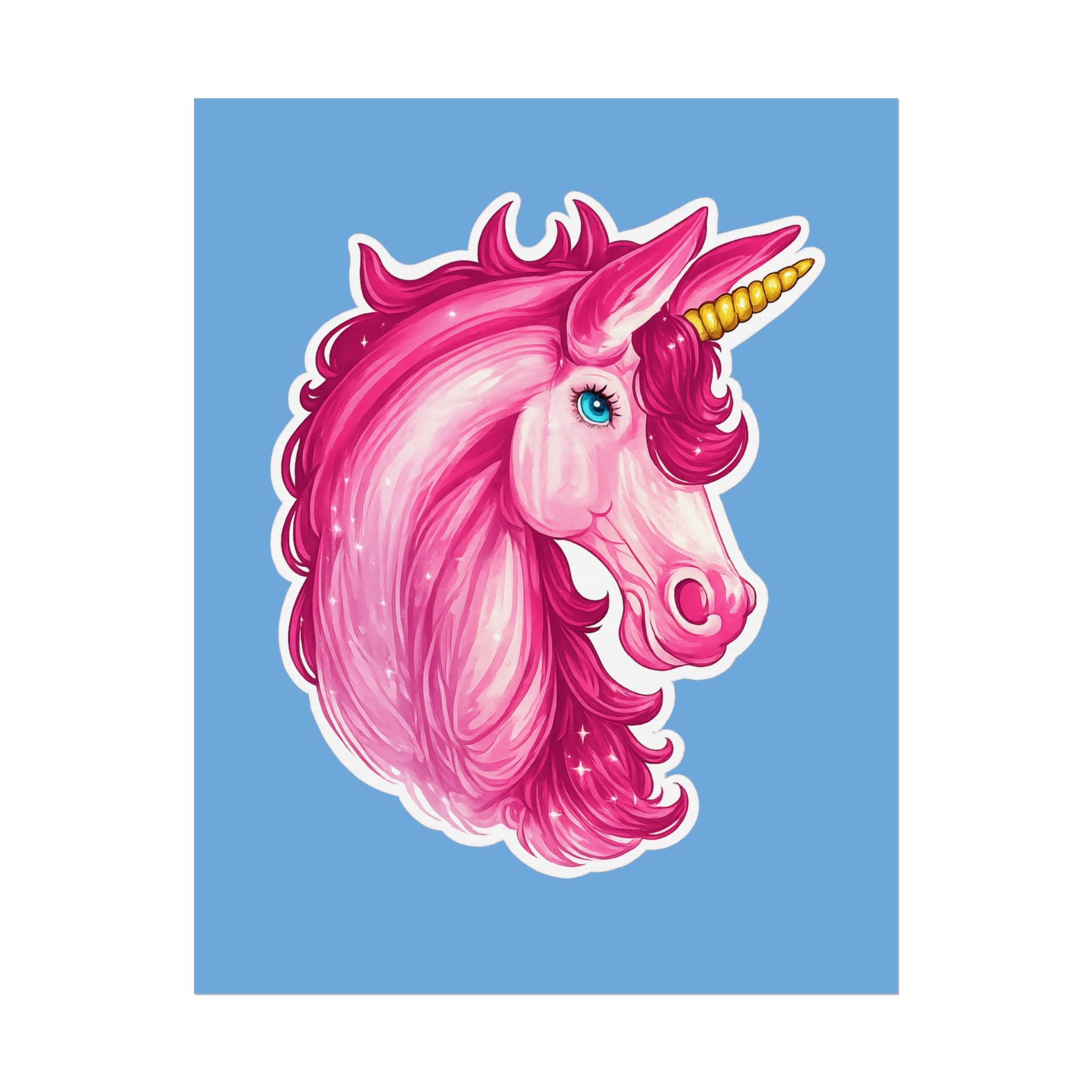 Pink Unicorn Head Rolled Poster — Cute Fantasy Wall Art for Kids' Rooms & Gifts