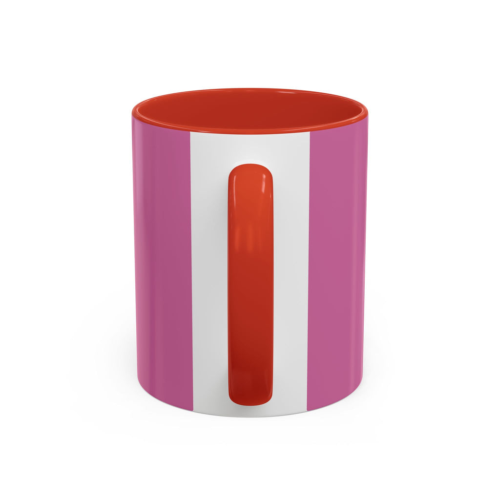 Pink Accent Coffee Mug with Rainbow Bow – Cute Gift Mug for Her