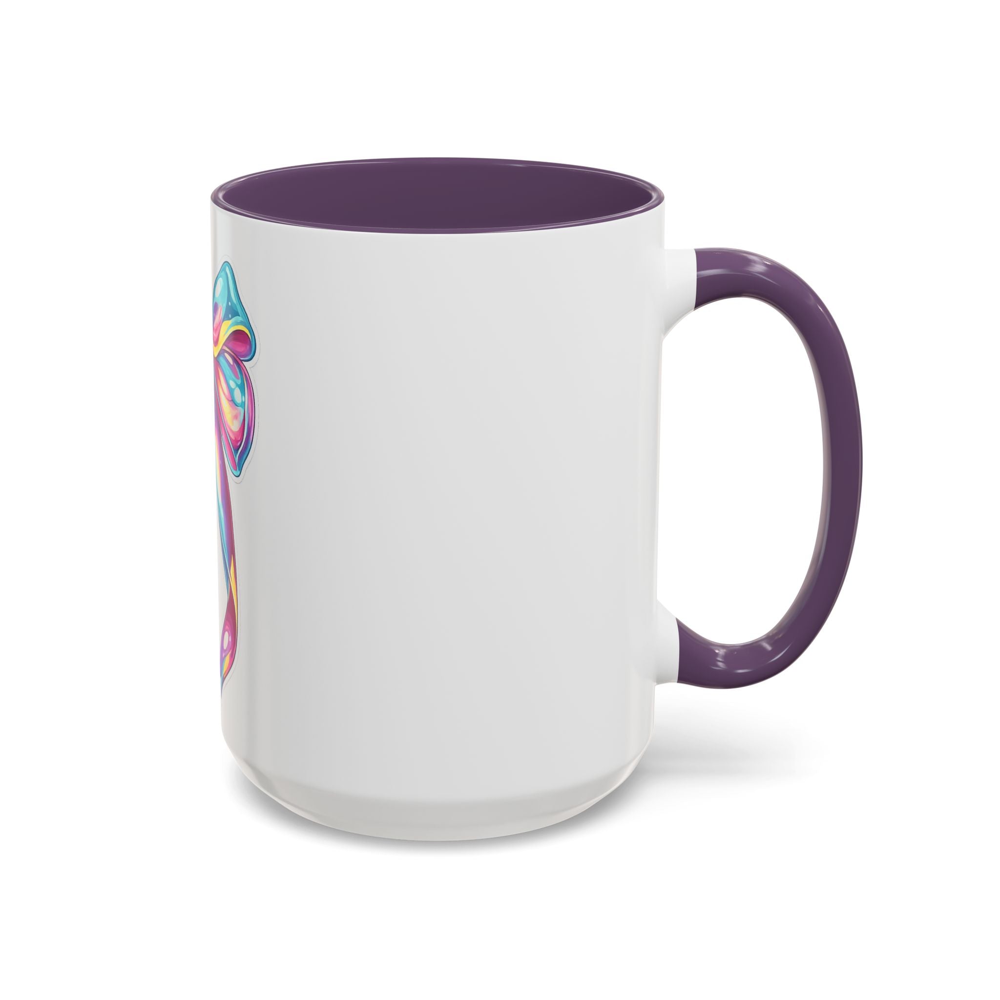 Rainbow Bow Accent Coffee Mug — Colorful Gift Mug for Her