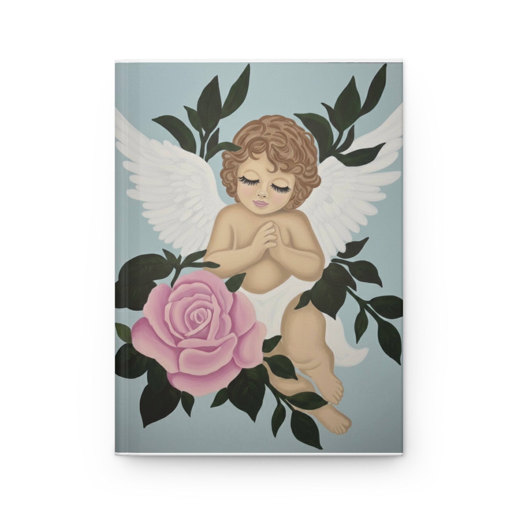 Angel and Rose Hardcover Journal — Vintage Cherub Notebook for Prayer, Reflection & Keepsakes