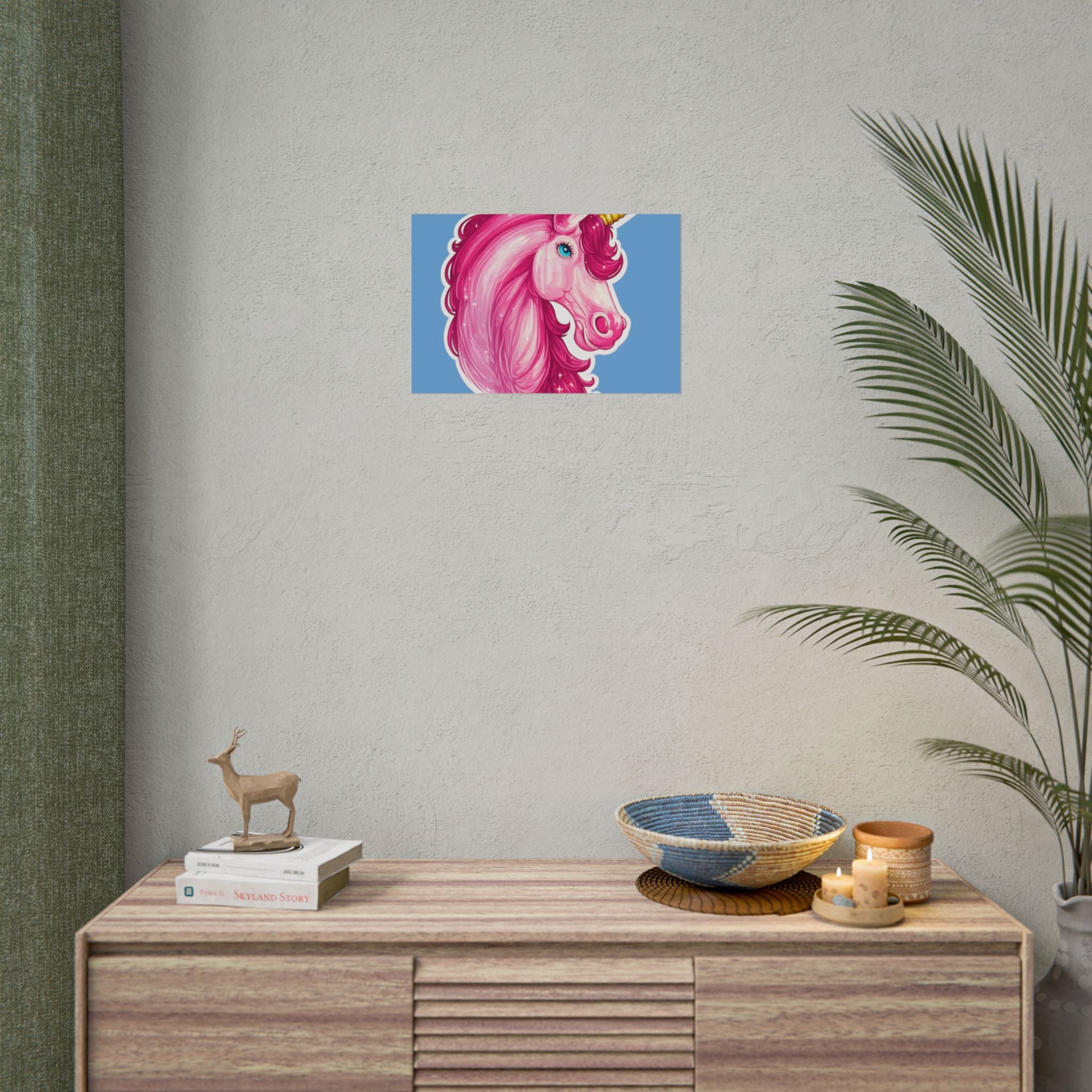 Pink Unicorn Head Rolled Poster — Cute Fantasy Wall Art for Kids' Rooms & Gifts