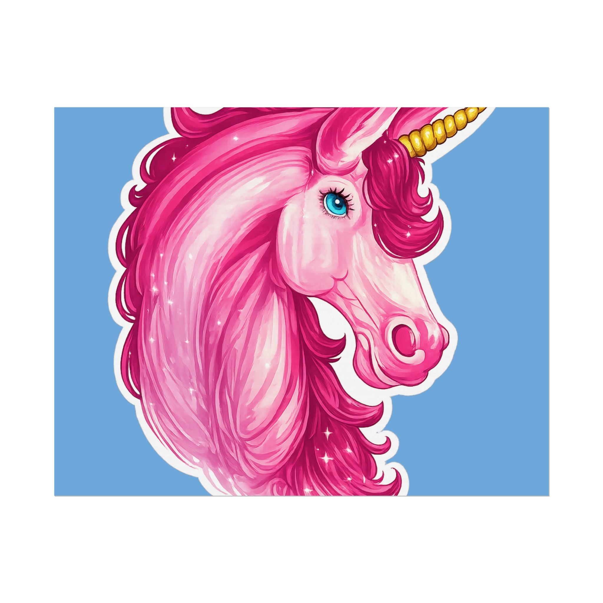 Pink Unicorn Head Rolled Poster — Cute Fantasy Wall Art for Kids' Rooms & Gifts
