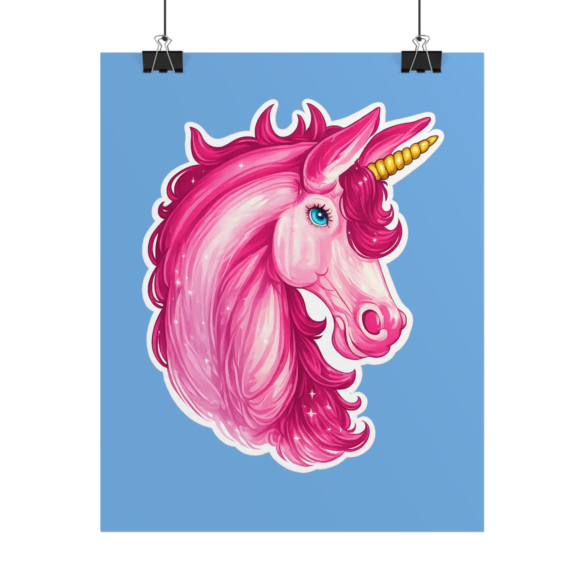 Pink Unicorn Head Rolled Poster — Cute Fantasy Wall Art for Kids' Rooms & Gifts