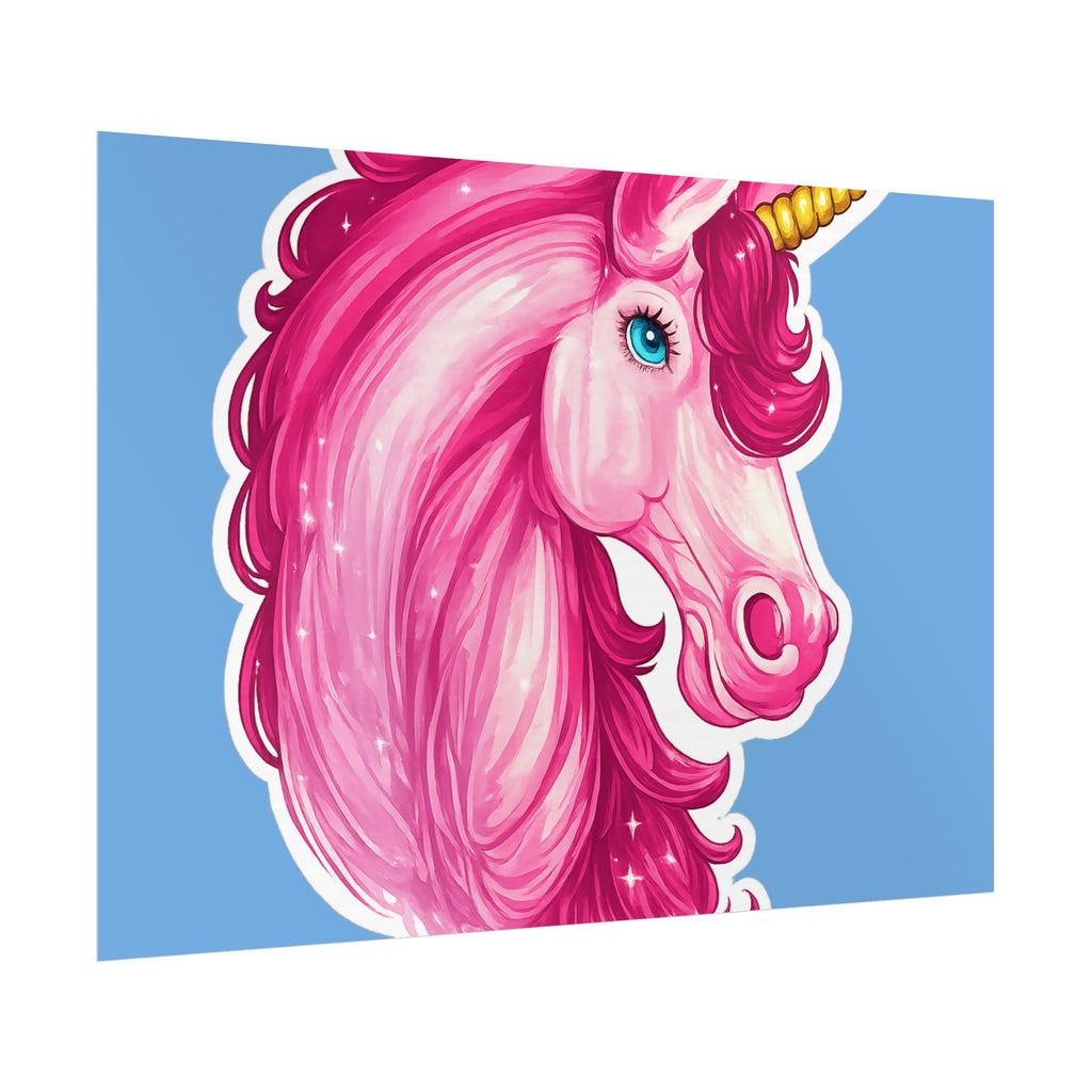 Pink Unicorn Head Rolled Poster — Cute Fantasy Wall Art for Kids' Rooms & Gifts