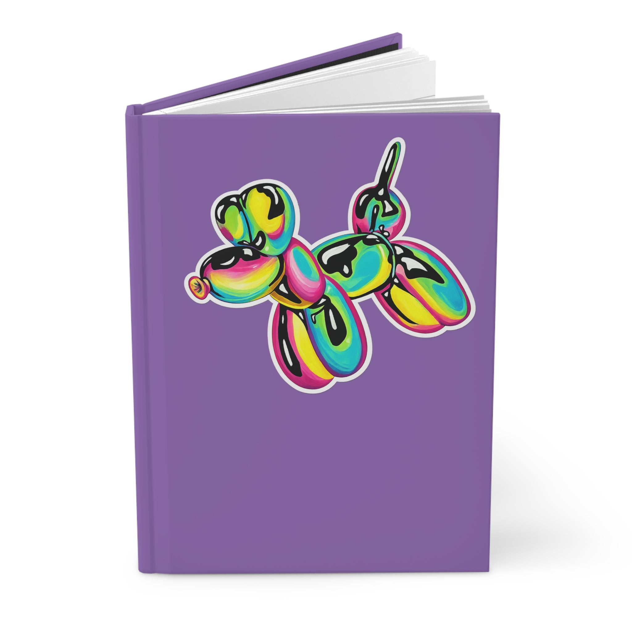 Colorful Balloon Dog Hardcover Journal — Neon Pop Art Notebook