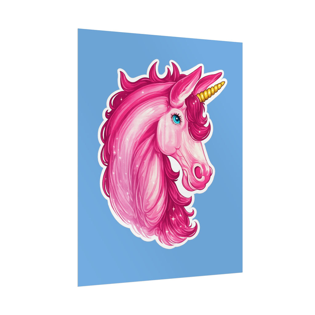 Pink Unicorn Head Rolled Poster — Cute Fantasy Wall Art for Kids' Rooms & Gifts