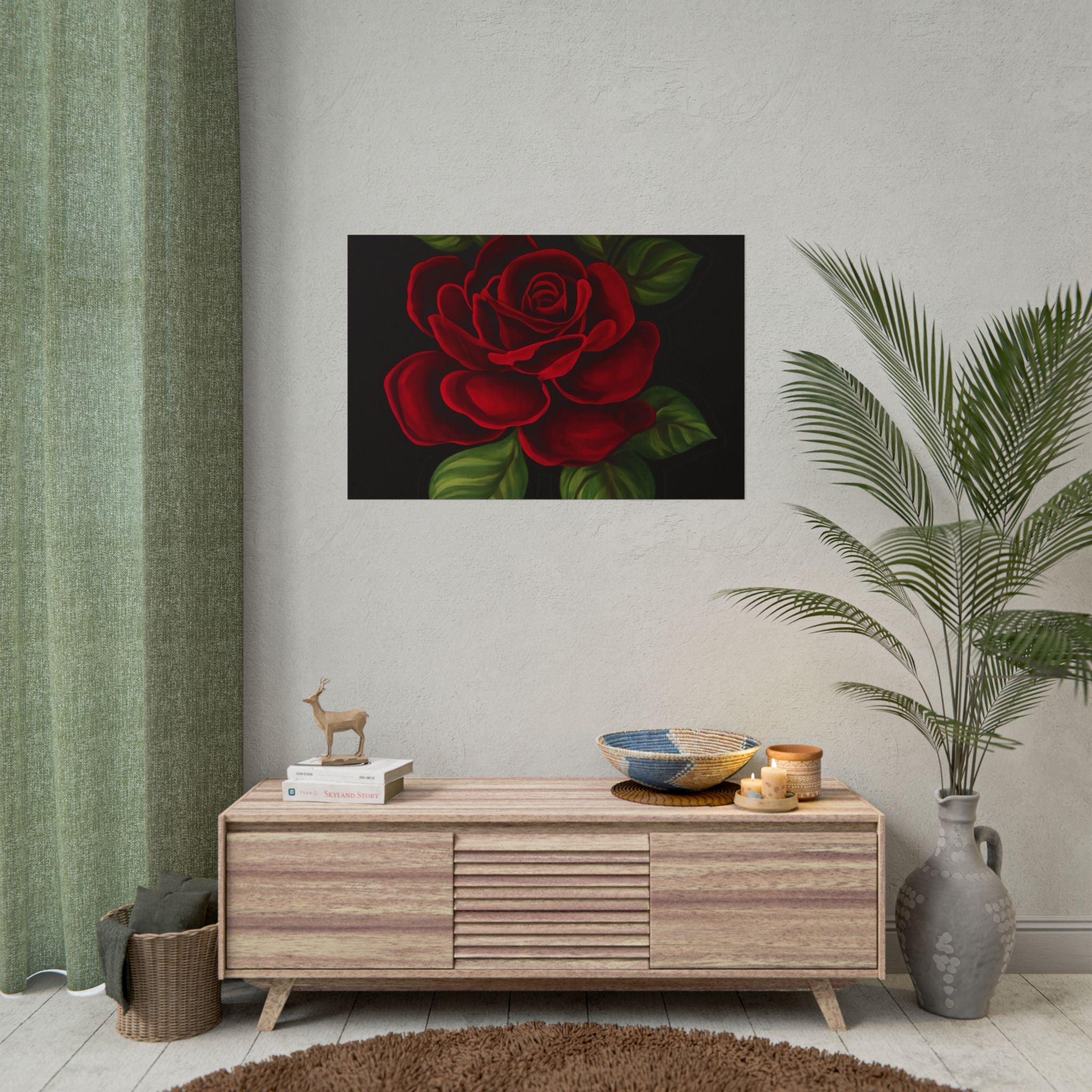 Red Rose Art Poster — Romantic Floral Wall Print (Rolled Poster)