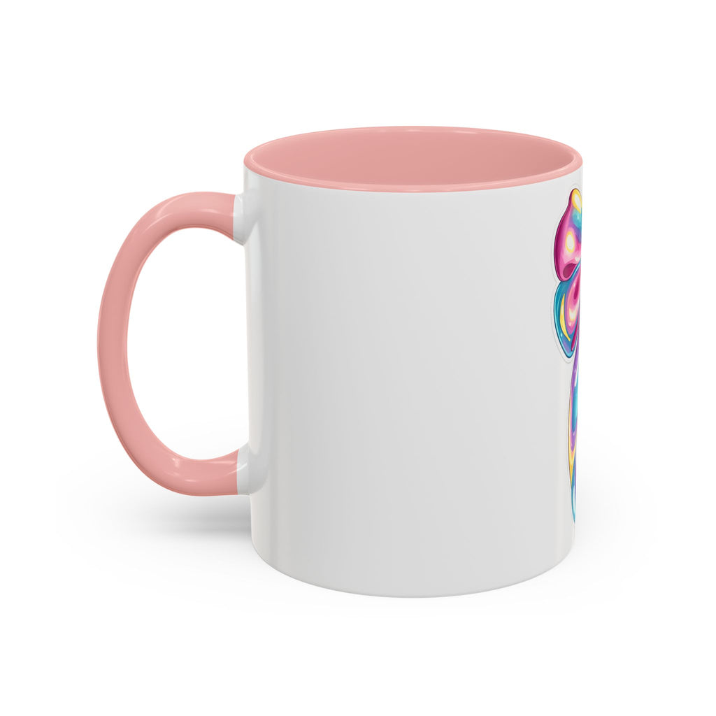 Rainbow Bow Accent Coffee Mug — Colorful Gift Mug for Her