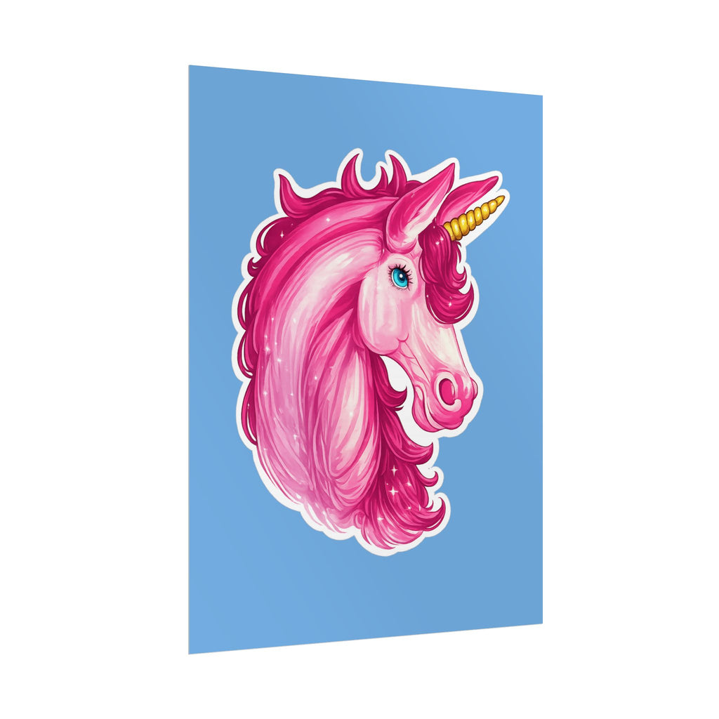 Pink Unicorn Head Rolled Poster — Cute Fantasy Wall Art for Kids' Rooms & Gifts