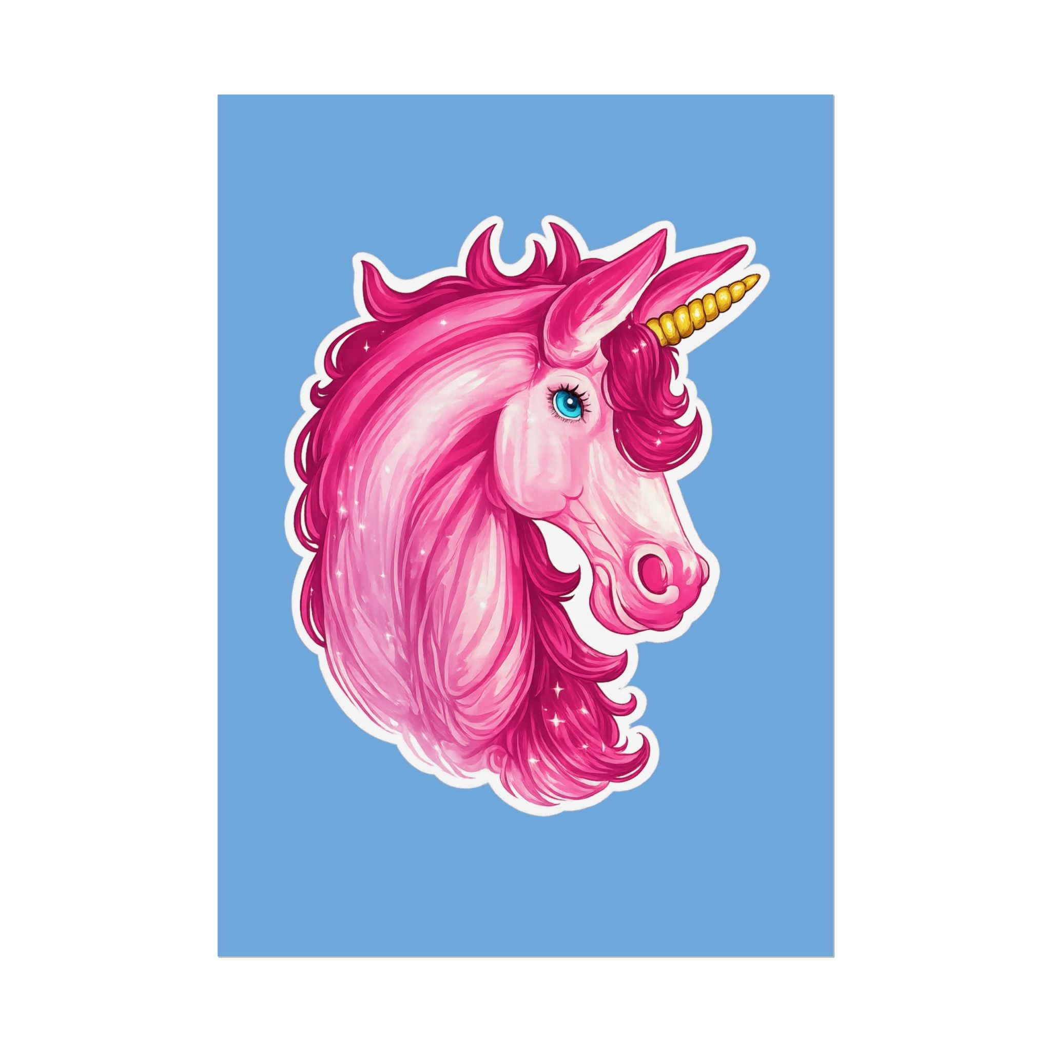 Pink Unicorn Head Rolled Poster — Cute Fantasy Wall Art for Kids' Rooms & Gifts