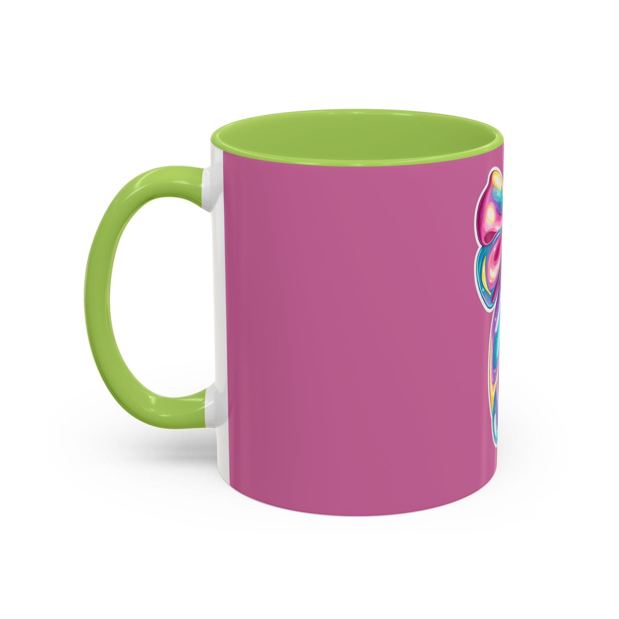 Pink Accent Coffee Mug with Rainbow Bow – Cute Gift Mug for Her
