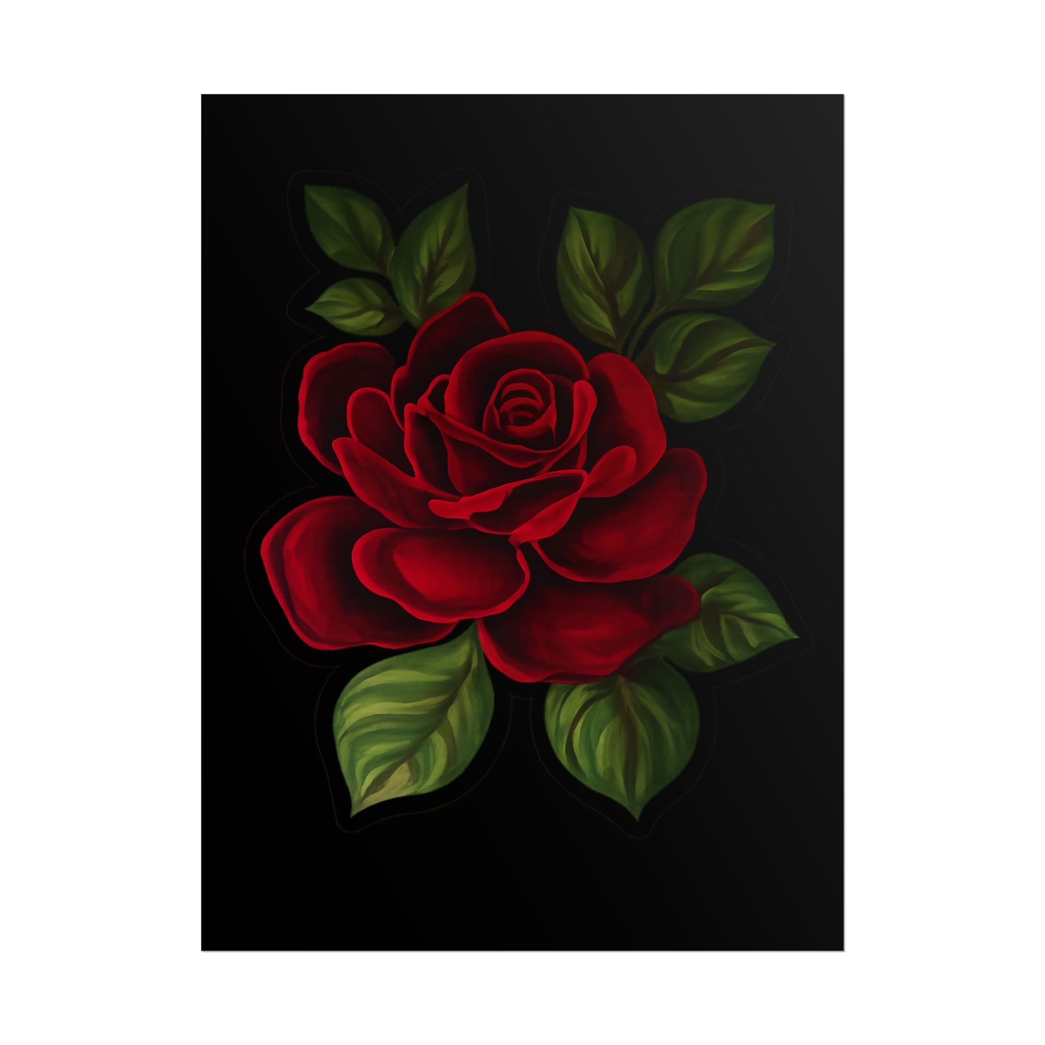 Red Rose Art Poster — Romantic Floral Wall Print (Rolled Poster)