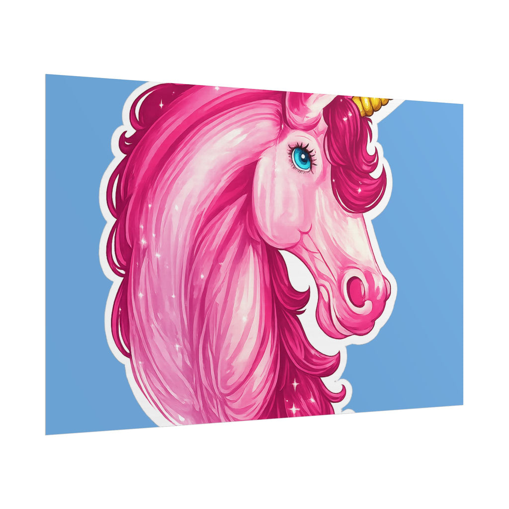Pink Unicorn Head Rolled Poster — Cute Fantasy Wall Art for Kids' Rooms & Gifts