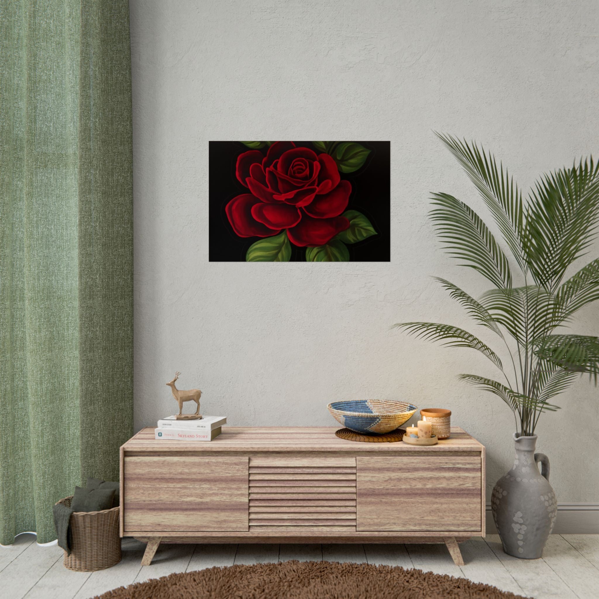 Red Rose Art Poster — Romantic Floral Wall Print (Rolled Poster)