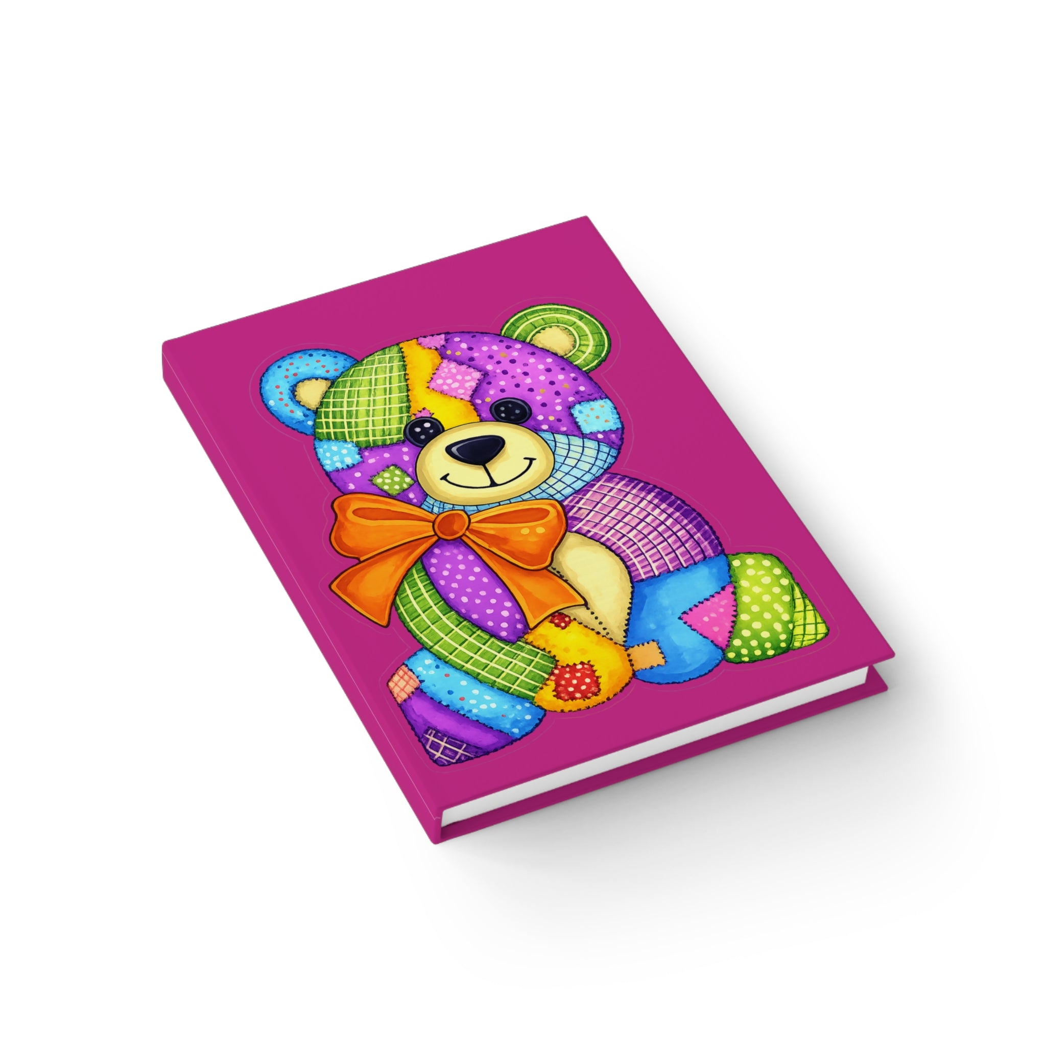 Patchwork Teddy Bear Hardcover Journal — Colorful Kids Notebook for Notes & Gifts