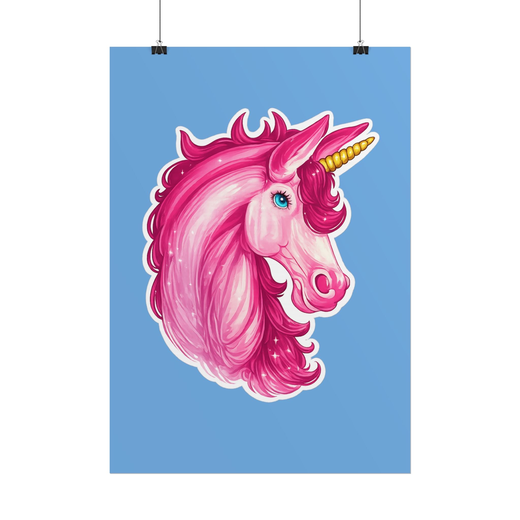 Pink Unicorn Head Rolled Poster — Cute Fantasy Wall Art for Kids' Rooms & Gifts