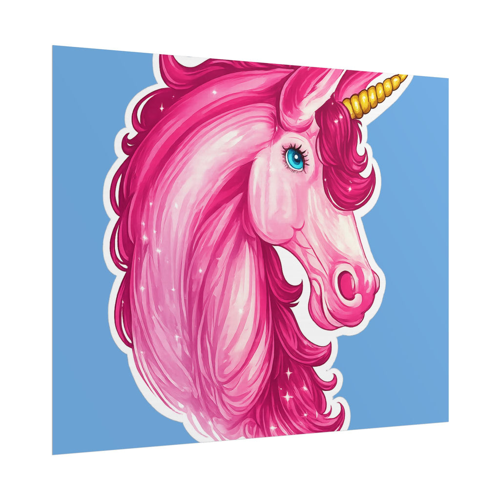 Pink Unicorn Head Rolled Poster — Cute Fantasy Wall Art for Kids' Rooms & Gifts