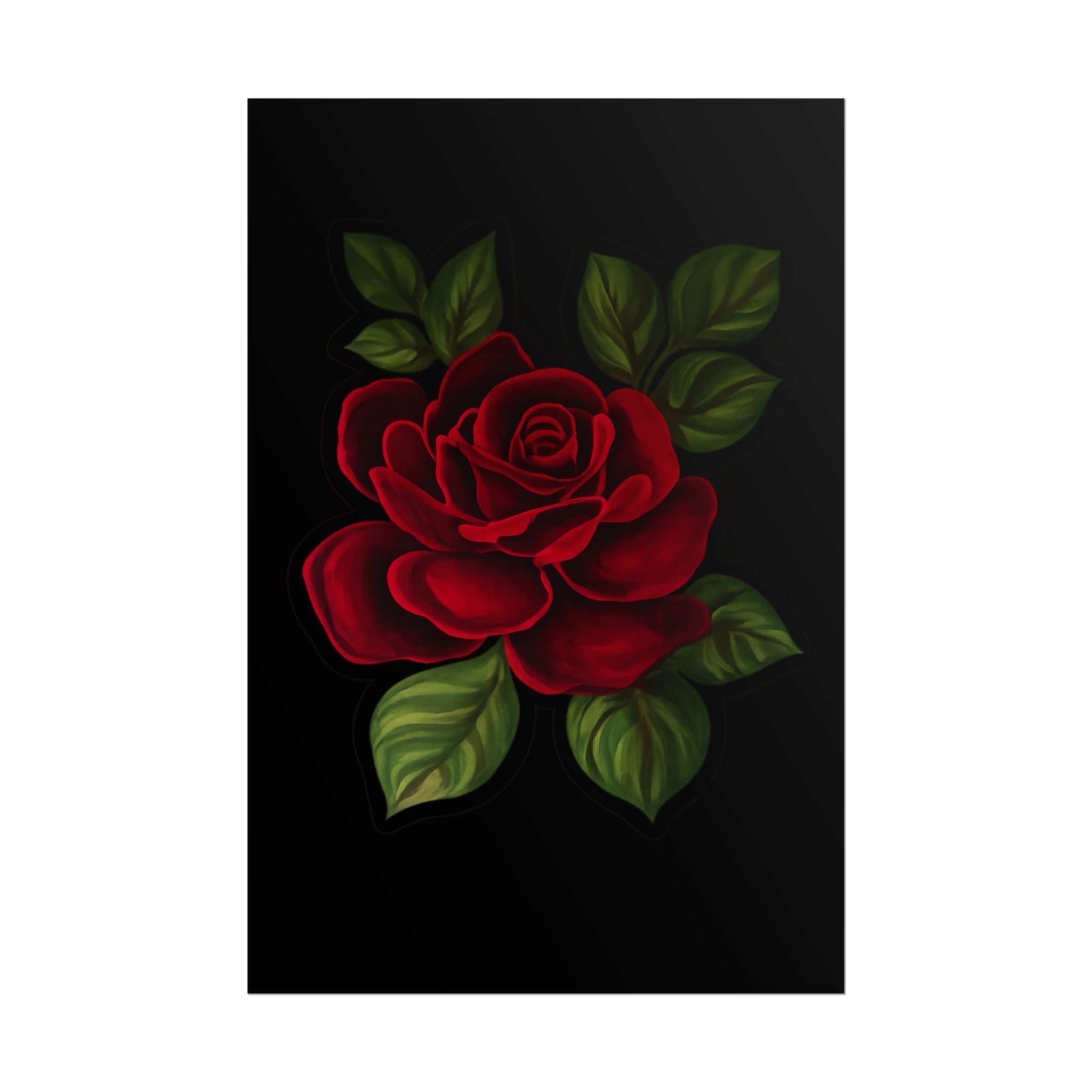 Red Rose Art Poster — Romantic Floral Wall Print (Rolled Poster)
