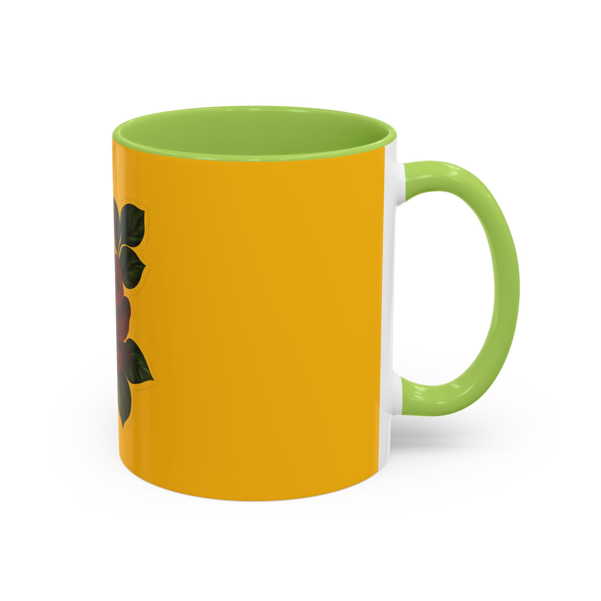 Yellow Rose Accent Coffee Mug – Vintage Red Rose Floral Ceramic Mug