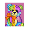 Colorful Patchwork Teddy Bear Poster — Cute Nursery Wall Art