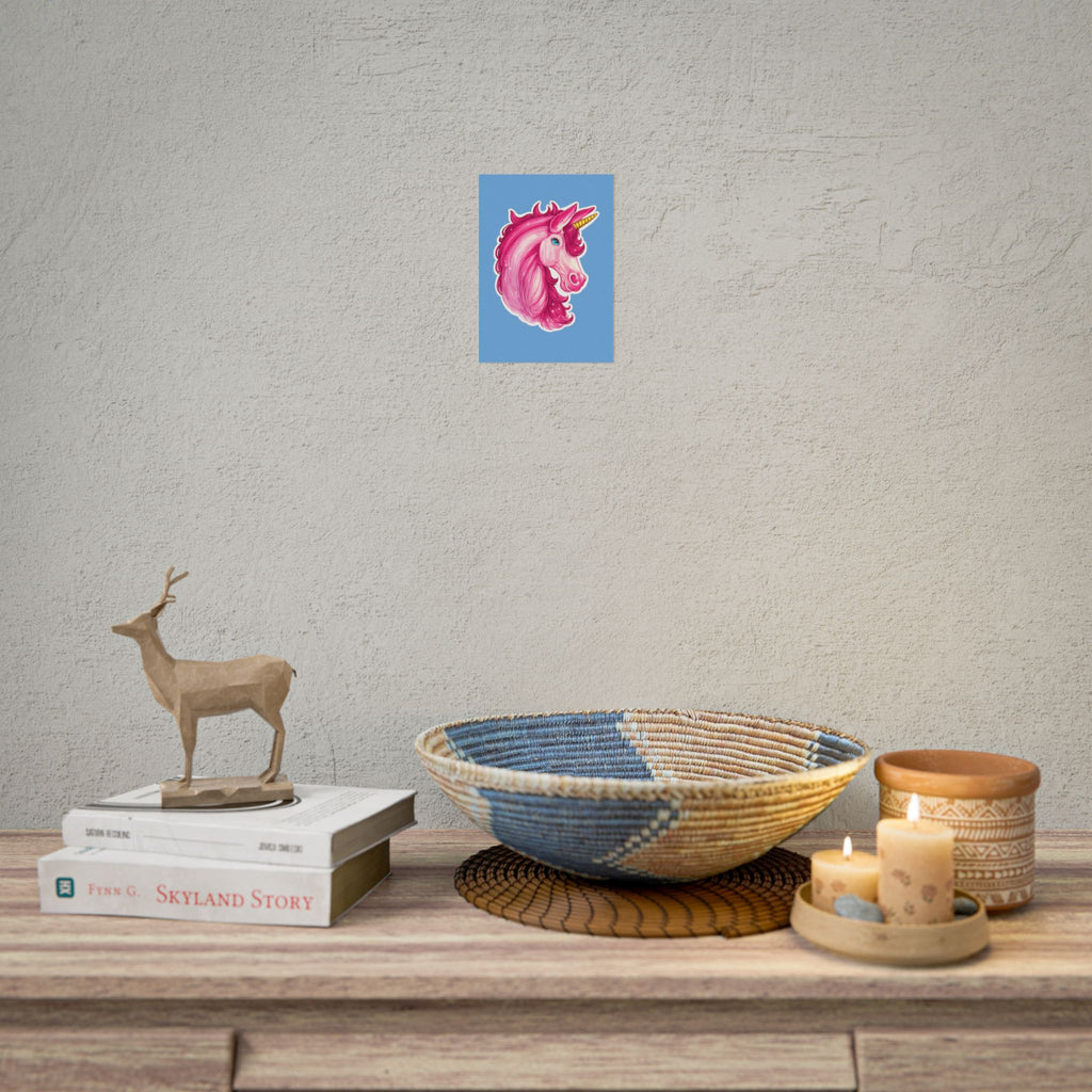 Pink Unicorn Head Rolled Poster — Cute Fantasy Wall Art for Kids' Rooms & Gifts