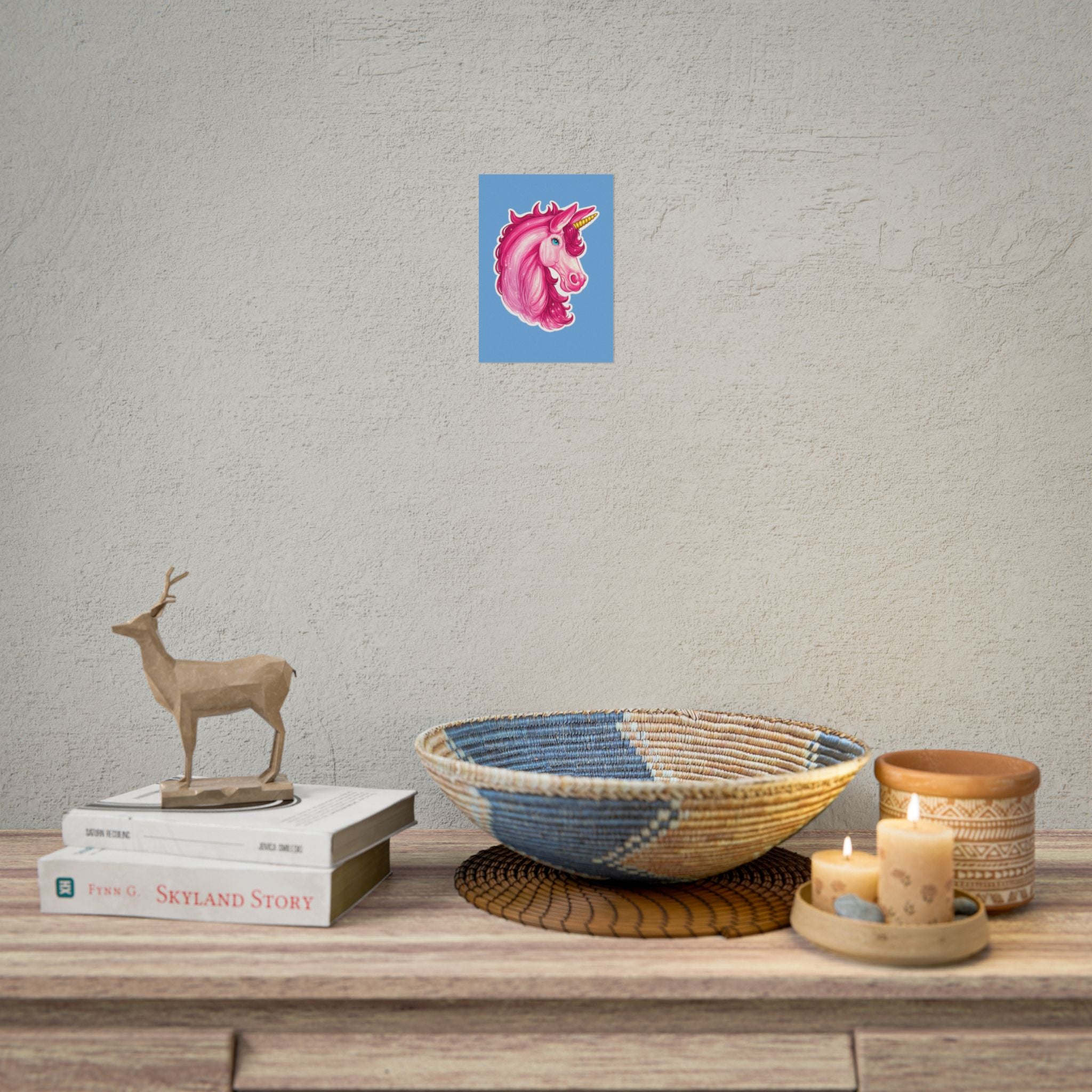 Pink Unicorn Head Rolled Poster — Cute Fantasy Wall Art for Kids' Rooms & Gifts