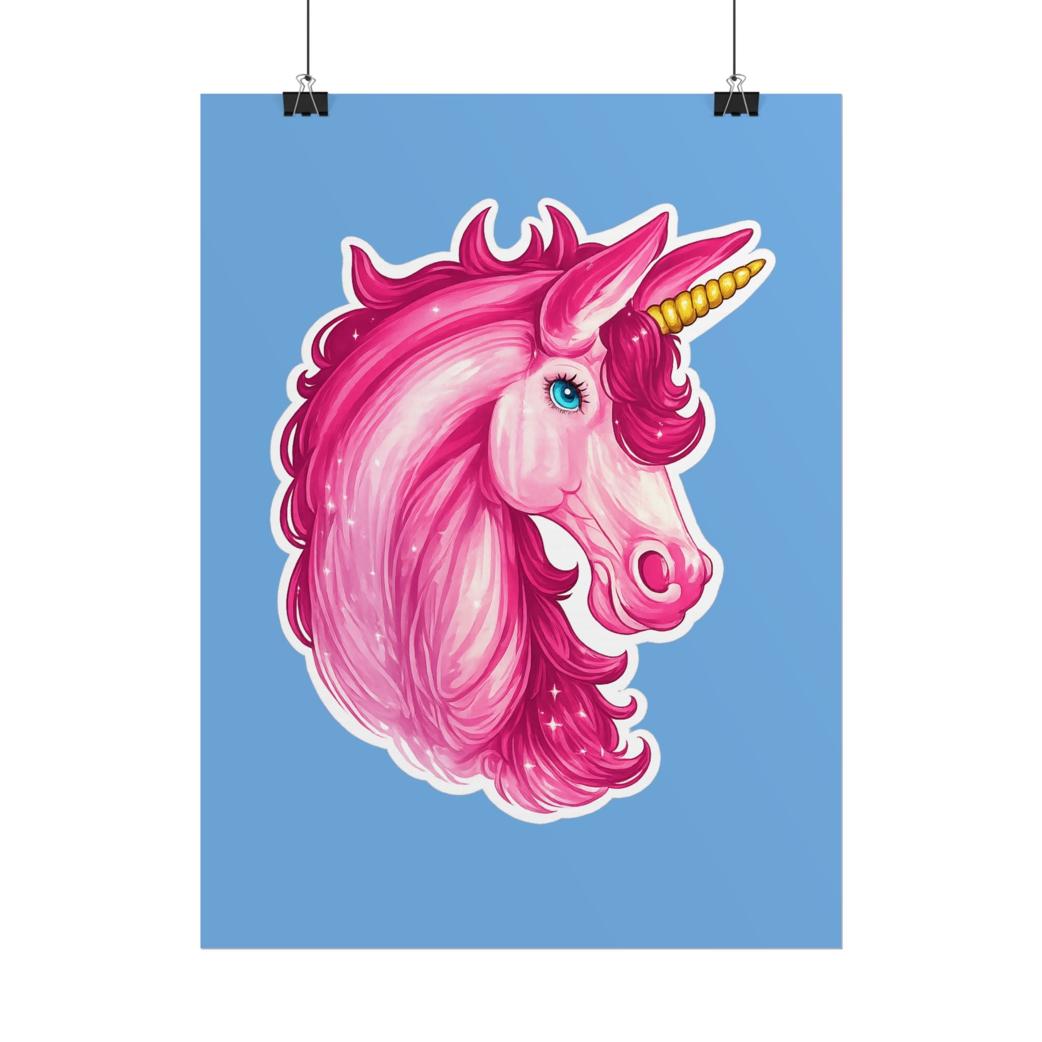Pink Unicorn Head Rolled Poster — Cute Fantasy Wall Art for Kids' Rooms & Gifts