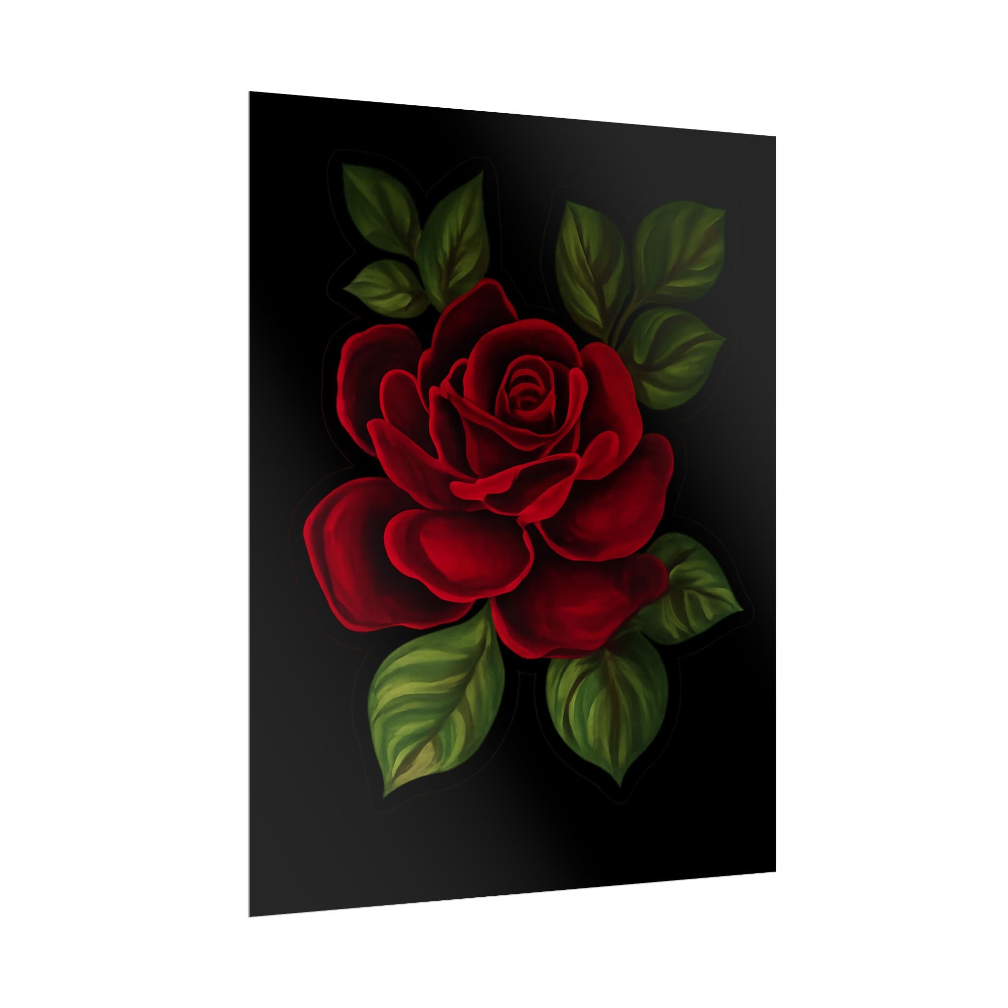 Red Rose Art Poster — Romantic Floral Wall Print (Rolled Poster)