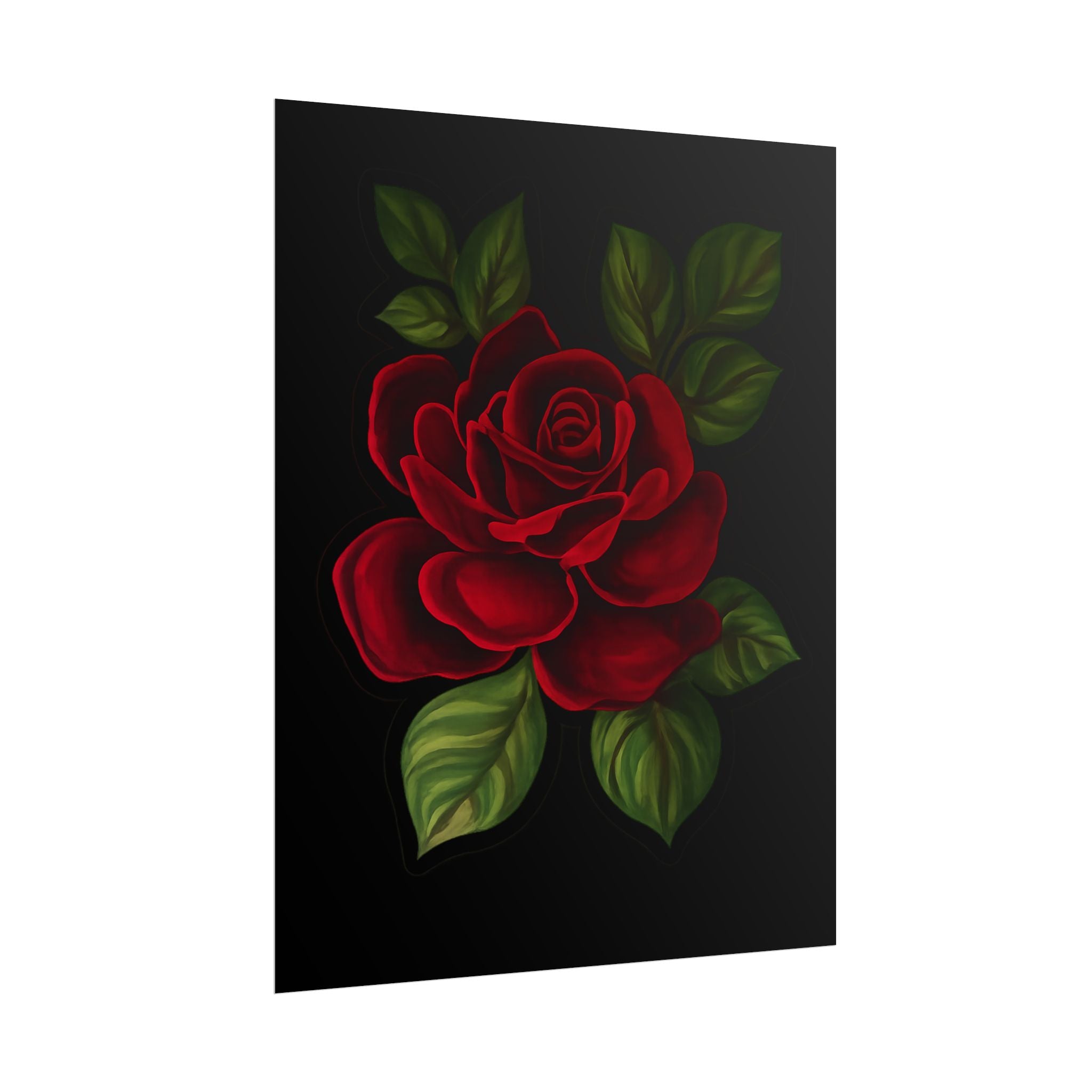 Red Rose Art Poster — Romantic Floral Wall Print (Rolled Poster)