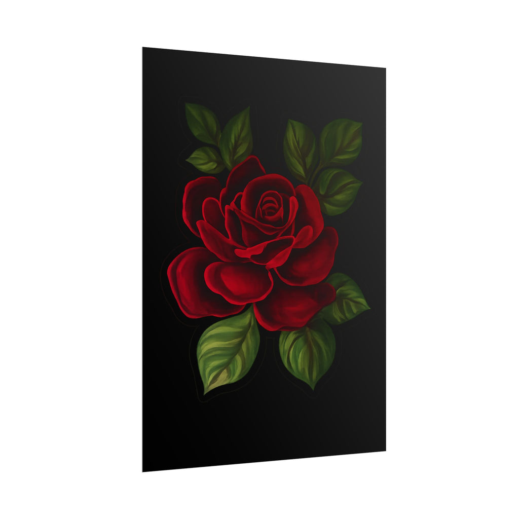 Red Rose Art Poster — Romantic Floral Wall Print (Rolled Poster)