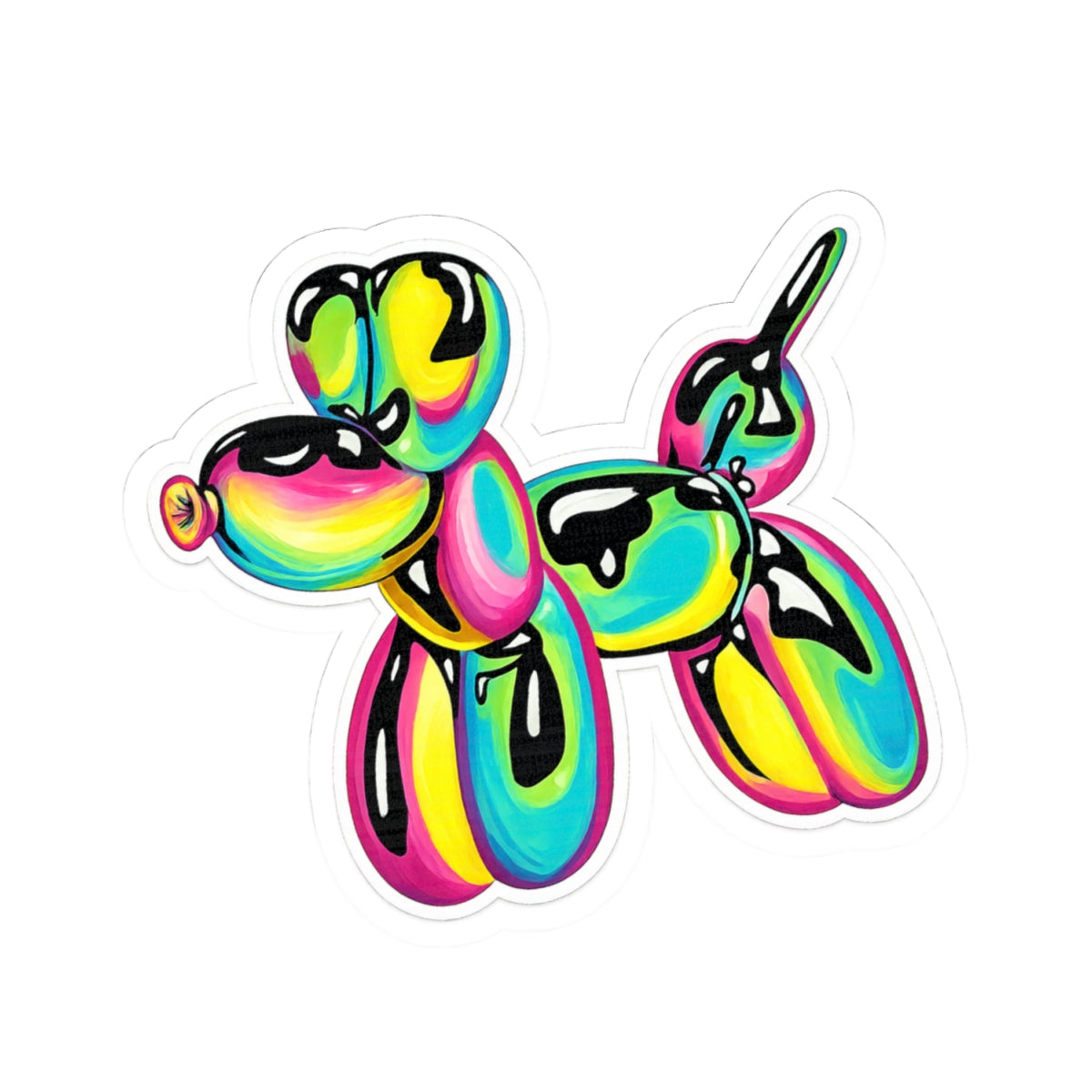 Colorful Balloon Dog Sticker — Colorful Cute Kiss-Cut Sticker for Laptops & Water Bottles