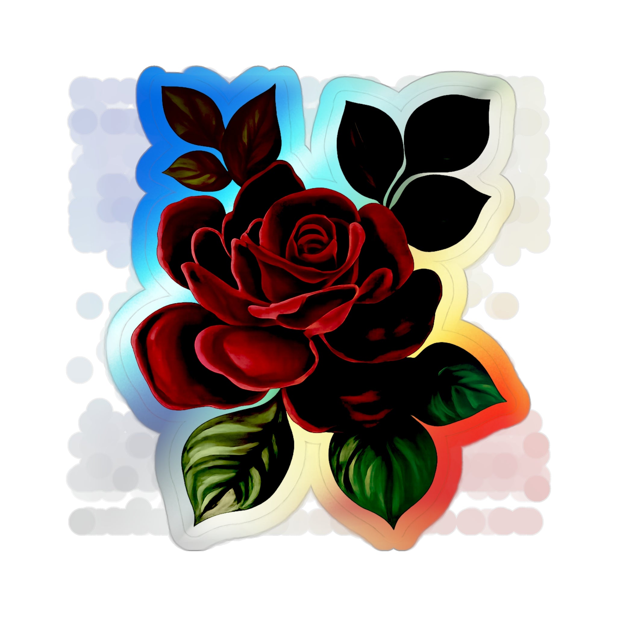 Holographic Rose Die-Cut Sticker — Iridescent Floral Skateboard Decal