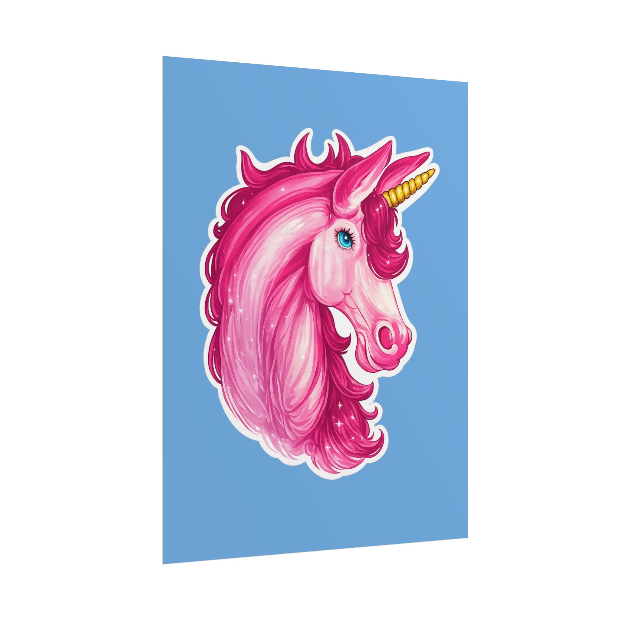 Pink Unicorn Head Rolled Poster — Cute Fantasy Wall Art for Kids' Rooms & Gifts