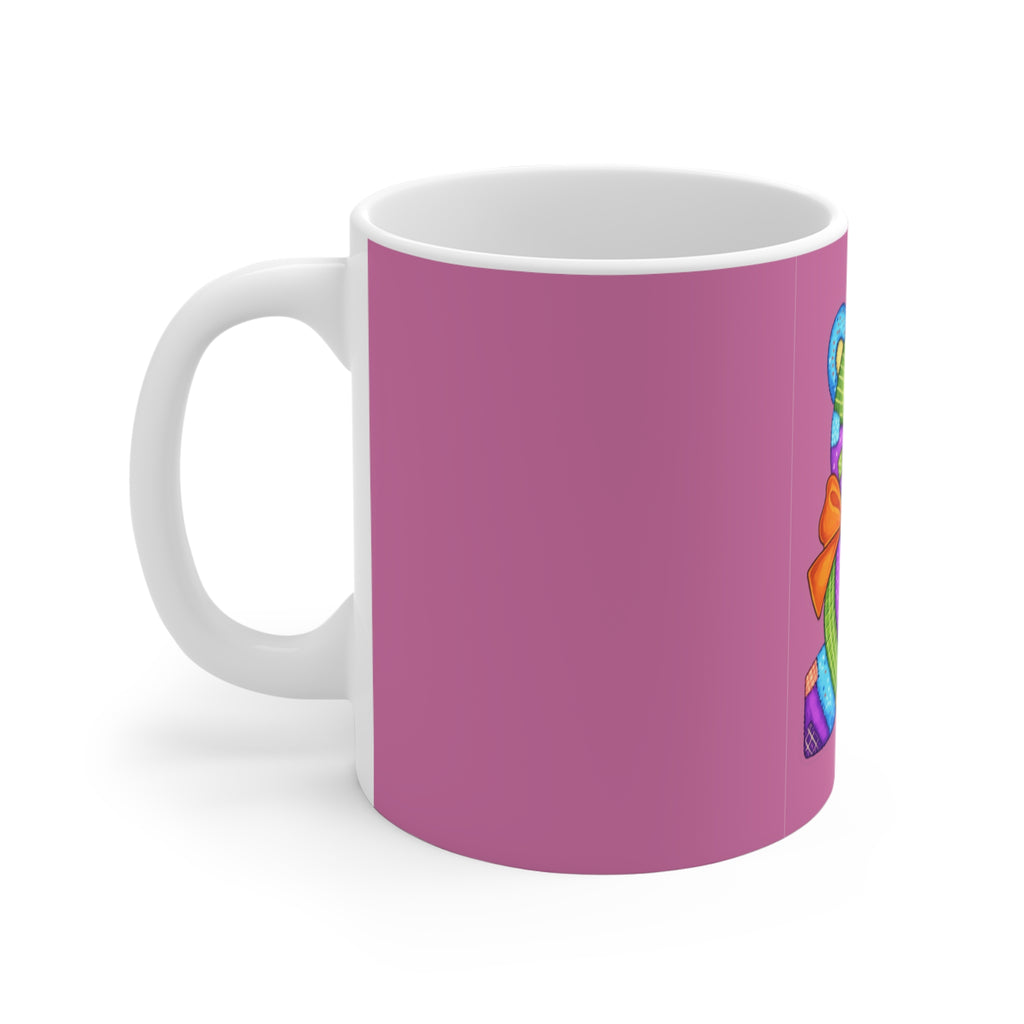 Colorful Patchwork Teddy Bear Mug — Cute 11oz Coffee Cup