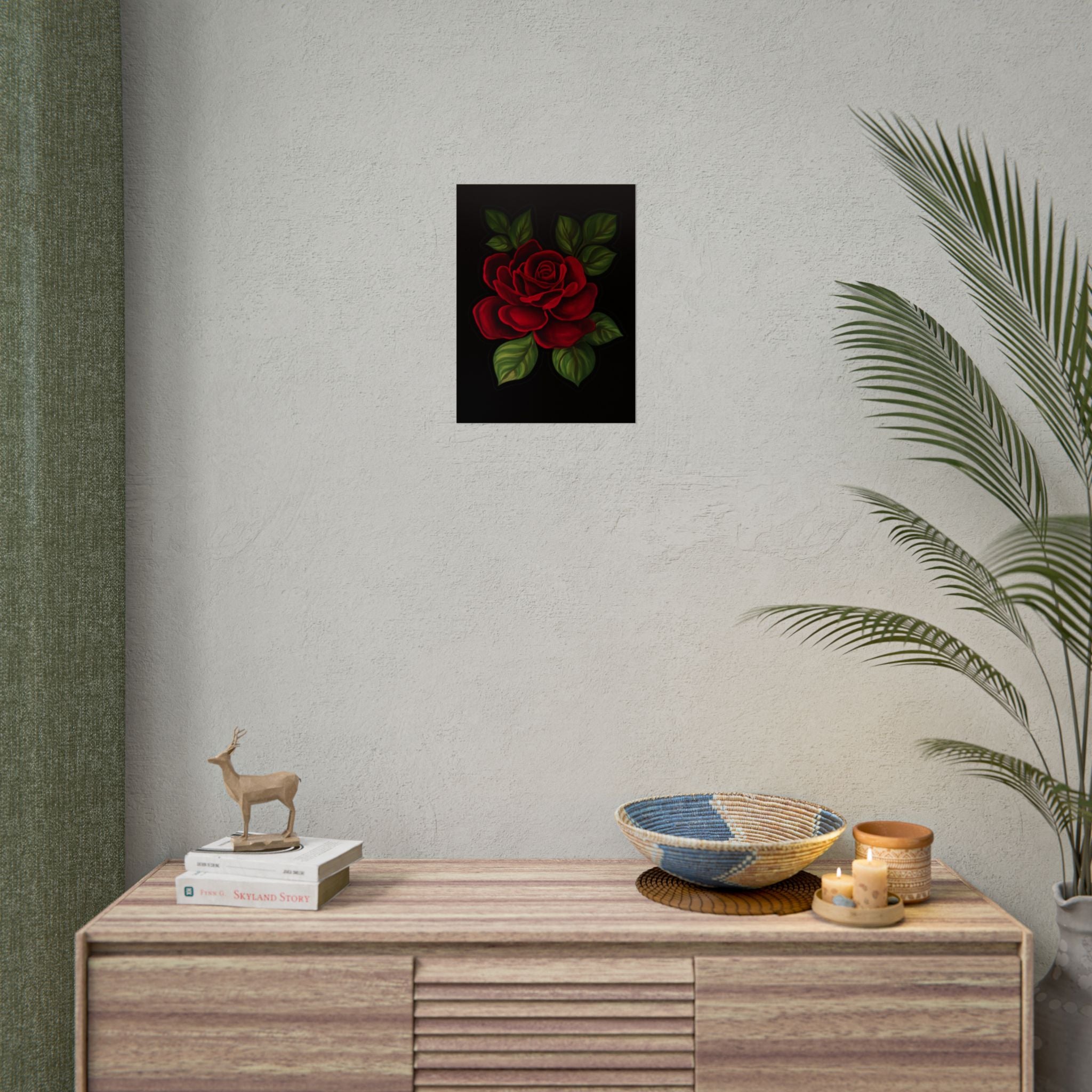 Red Rose Art Poster — Romantic Floral Wall Print (Rolled Poster)