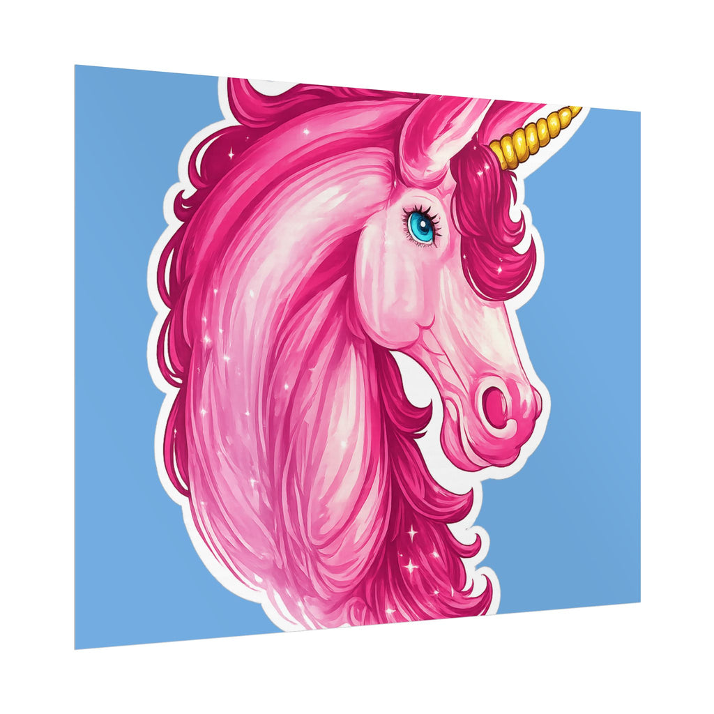 Pink Unicorn Head Rolled Poster — Cute Fantasy Wall Art for Kids' Rooms & Gifts
