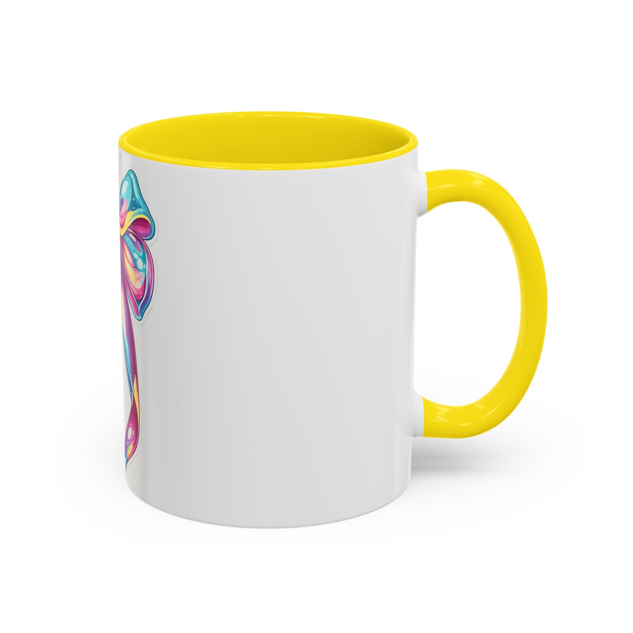 Rainbow Bow Accent Coffee Mug — Colorful Gift Mug for Her
