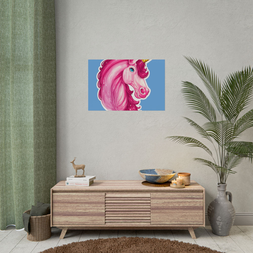 Pink Unicorn Head Rolled Poster — Cute Fantasy Wall Art for Kids' Rooms & Gifts