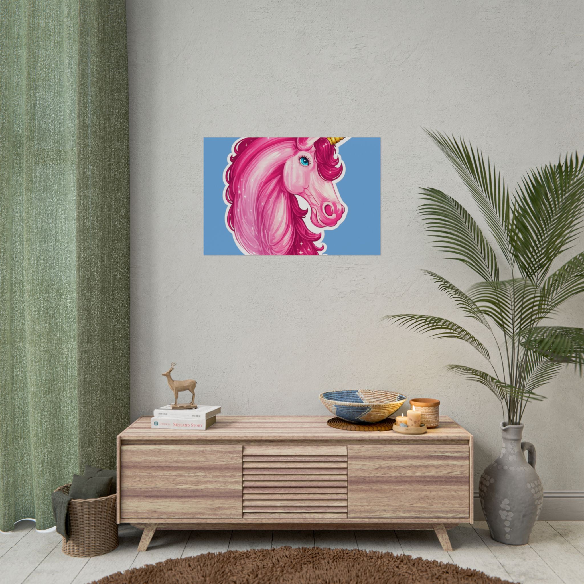 Pink Unicorn Head Rolled Poster — Cute Fantasy Wall Art for Kids' Rooms & Gifts