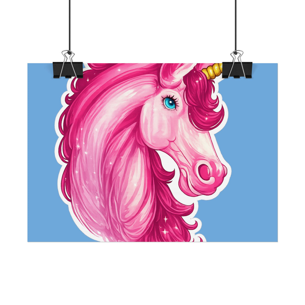 Pink Unicorn Head Rolled Poster — Cute Fantasy Wall Art for Kids' Rooms & Gifts