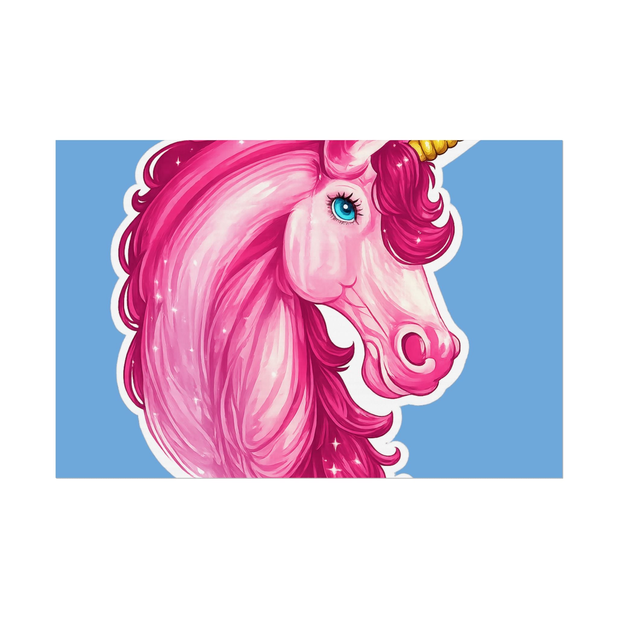 Pink Unicorn Head Rolled Poster — Cute Fantasy Wall Art for Kids' Rooms & Gifts